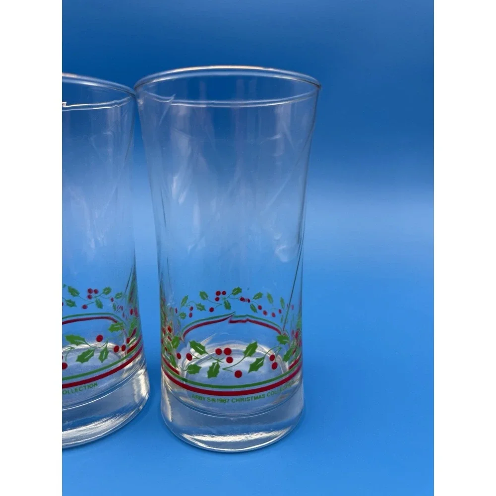 Vintage Arby's Libbey Holly Berry Christmas Glasses Collection 1987 Set Of 5